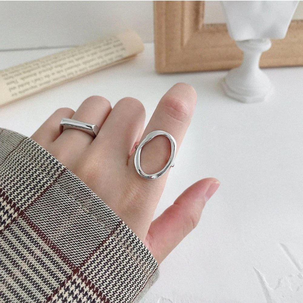NEW Gold/Sterling Silver Circle Adjustable Ring - Picture 5 of 7